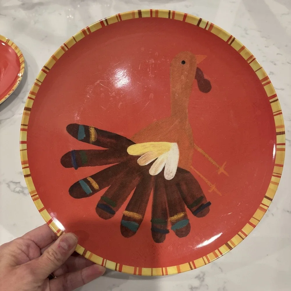 Set of 4 Pottery Barn Kids Thanksgiving Plates Melamine 10
